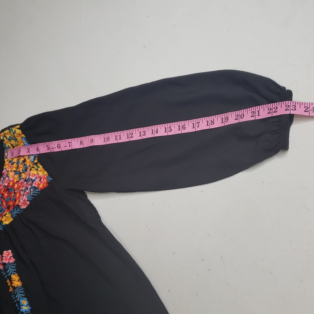Savanna Jane Floral Embroidered Mini Tunic Long Sleeves Dress Size S Boho - Picture 15 of 16